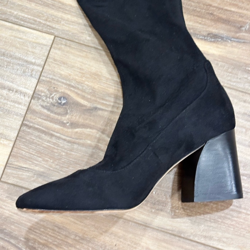 Donald J. Pliner Knee High Black Suede Pull on Heeled Boots Women’s Size 7.5 - Picture 5 of 12